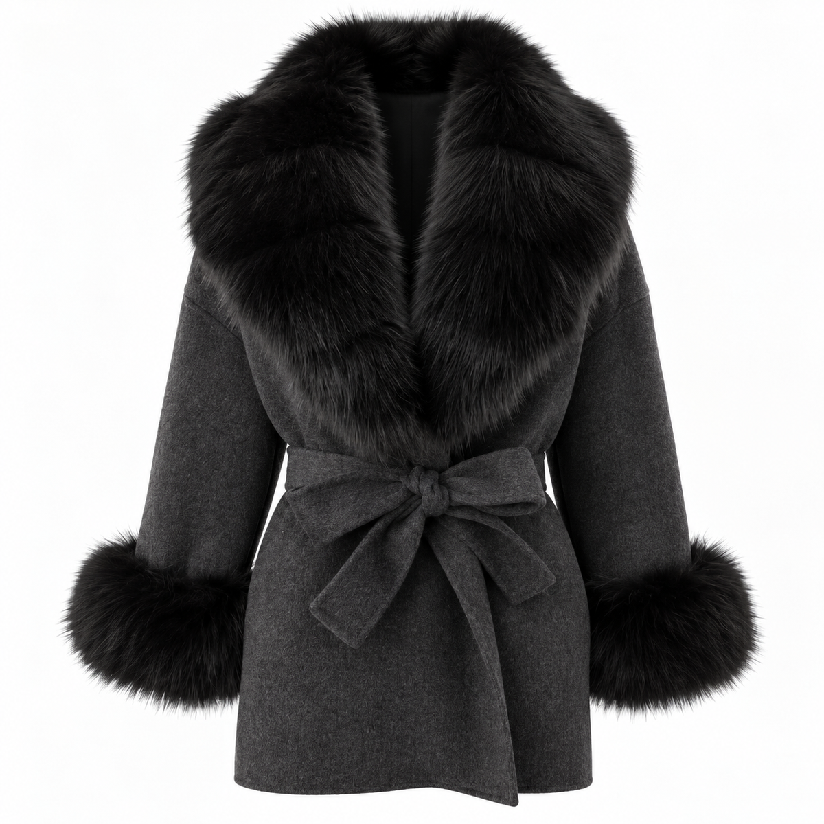 LIVMAÉ Privé — Noirelle Fur Trim Coat – Produktbild