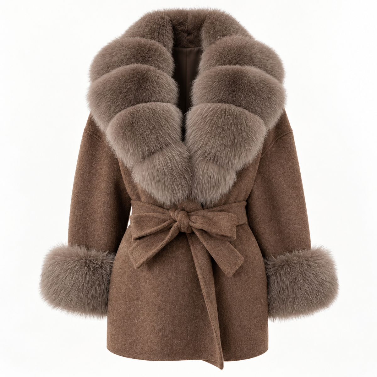 LIVMAÉ Privé — Sablette Fur Trim Coat – Braun – Produktbild