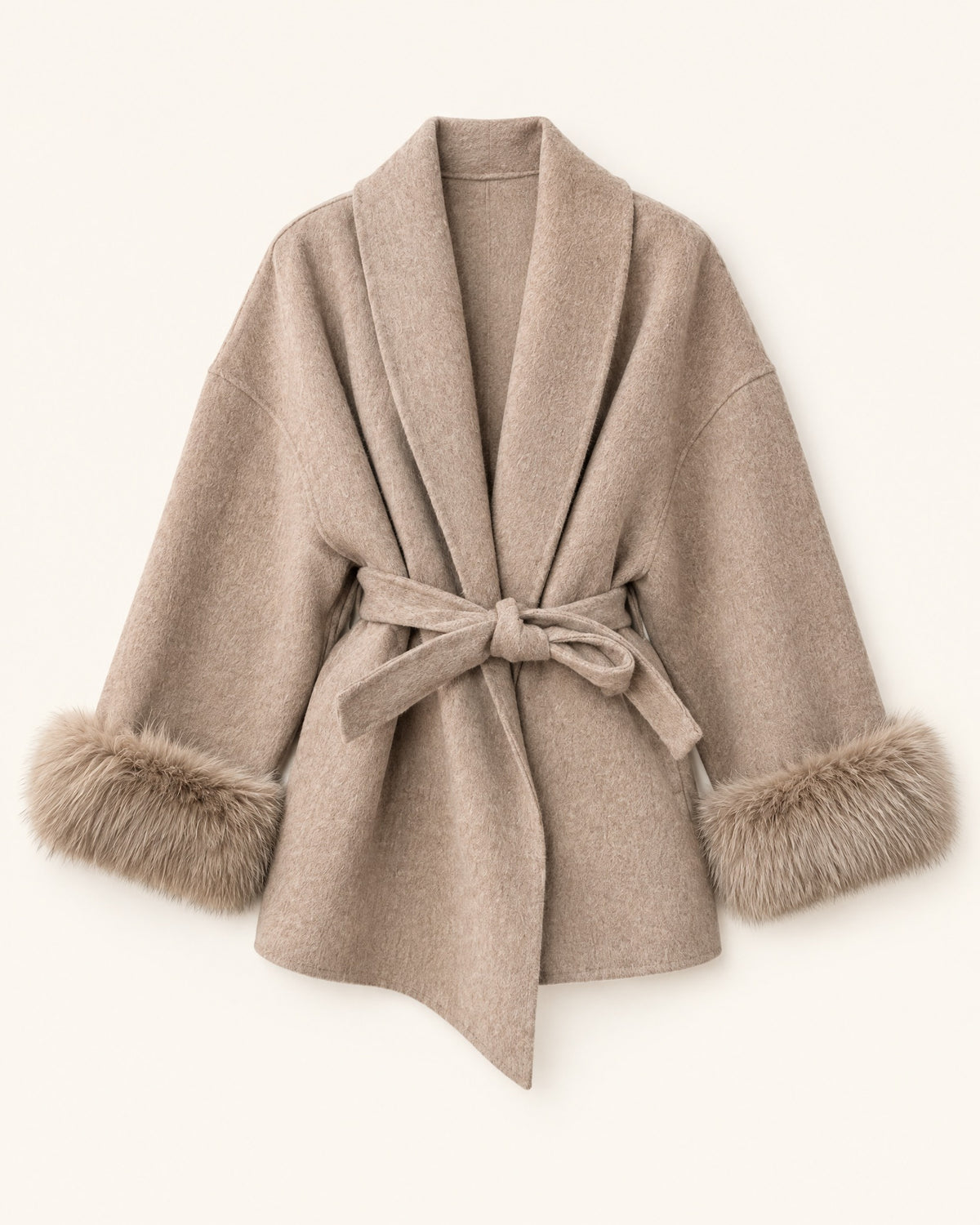 LIVMAE Fur-Cuff Wrap Jacket
