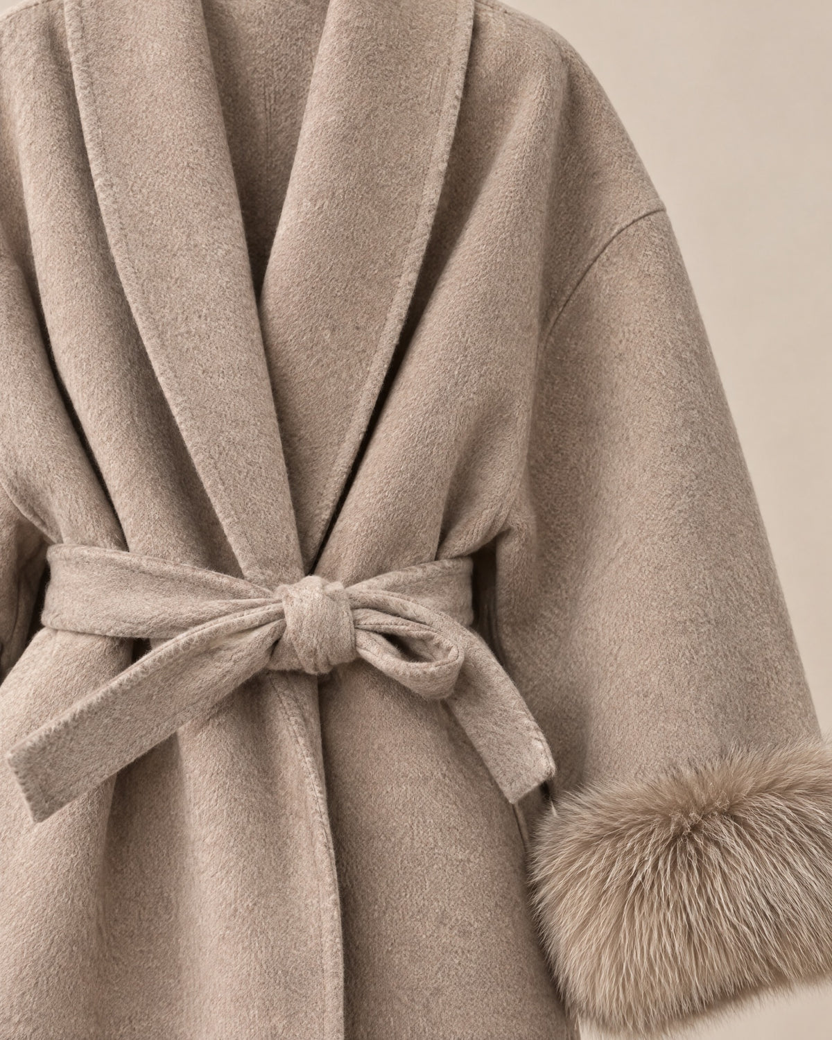 LIVMAE Fur-Cuff Wrap Jacket
