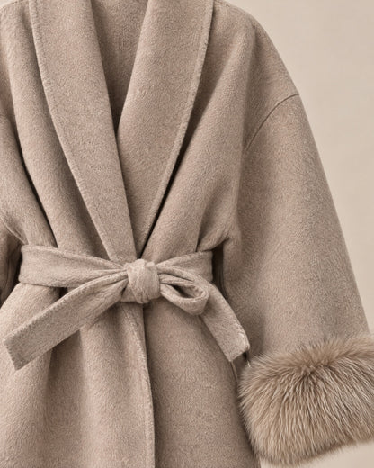 LIVMAE Fur-Cuff Wrap Jacket