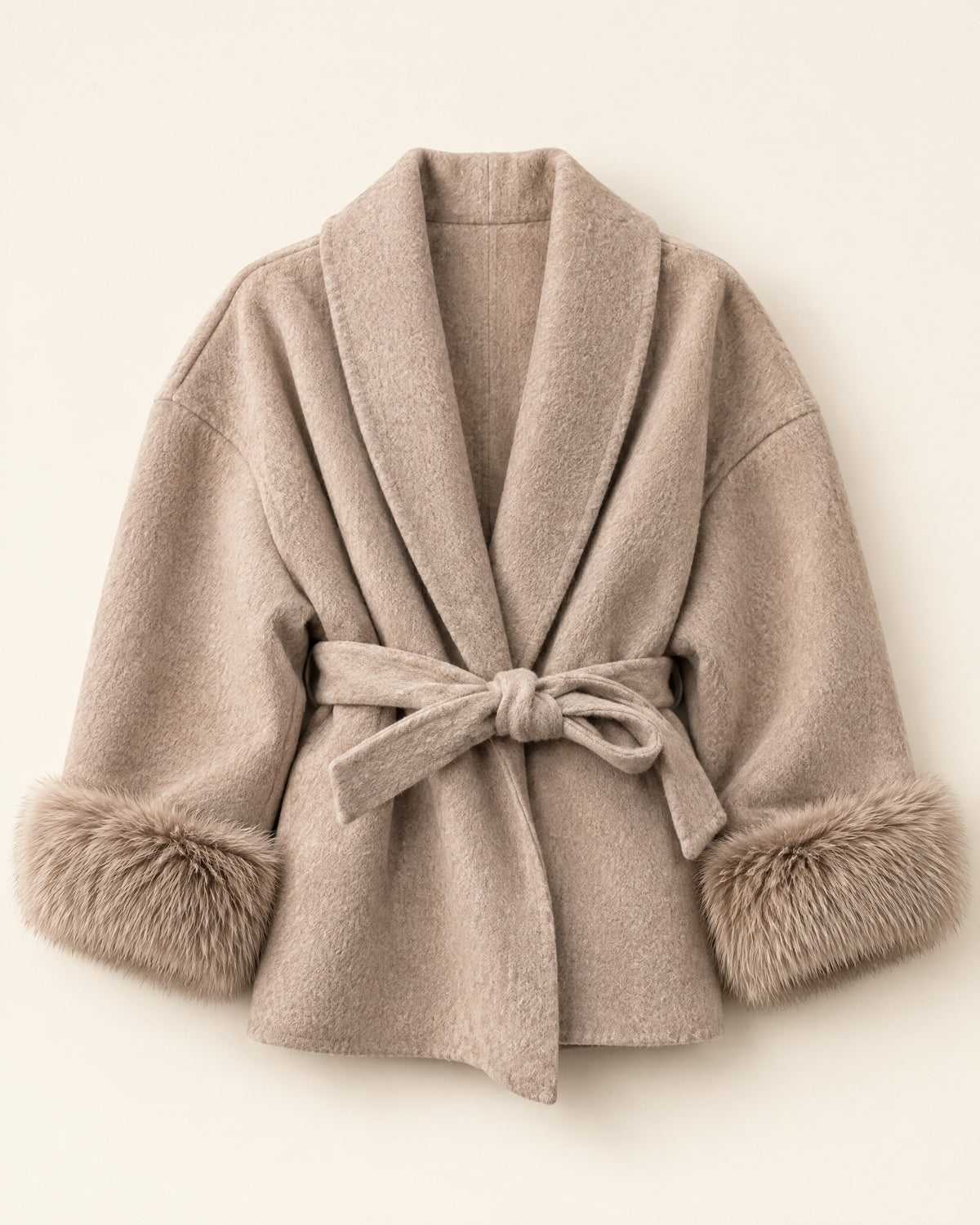 LIVMAE Fur-Cuff Wrap Jacket