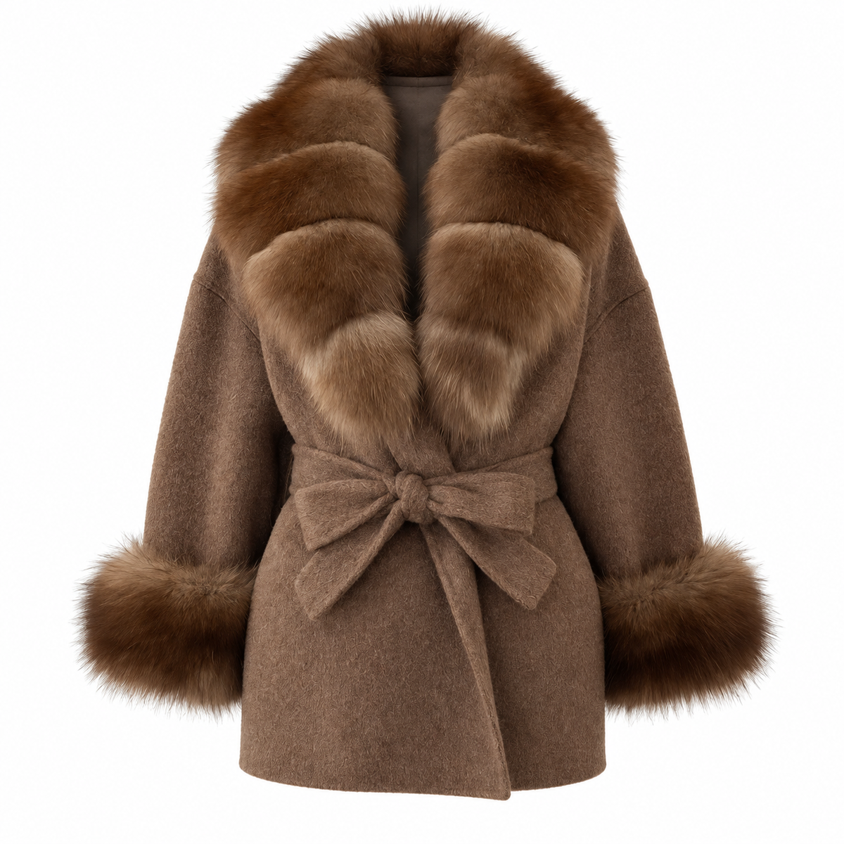 LIVMAÉ Privé — Mochaine Fur Trim Coat – Brown – product photo