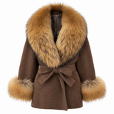 LIVMAÉ Privé — Sienna Fur Trim Coat – Braun – Produktbild