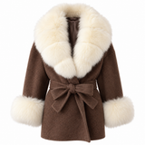 LIVMAÉ Privé — Lissette Fur Trim Coat – Braun – Produktbild