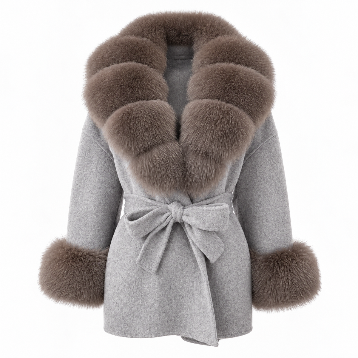 LIVMAÉ Privé — Sablette Fur Trim Coat – Grau – Produktbild