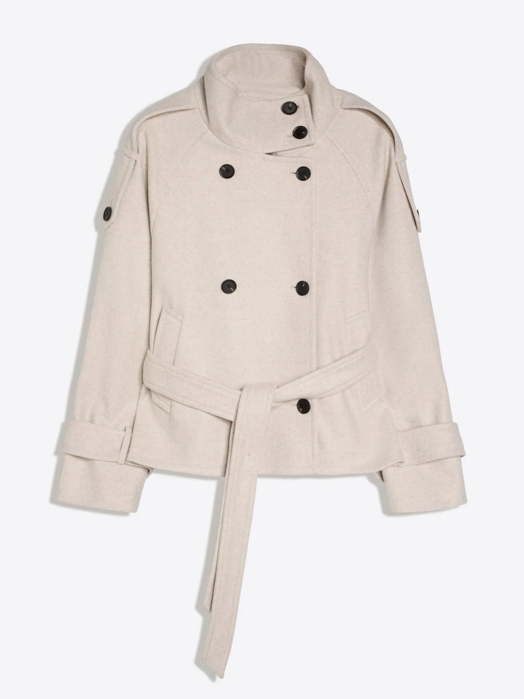 Funnel Neck Trench Jacket Creamy product view 1