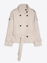 Funnel Neck Trench Jacket Creamy product view 1