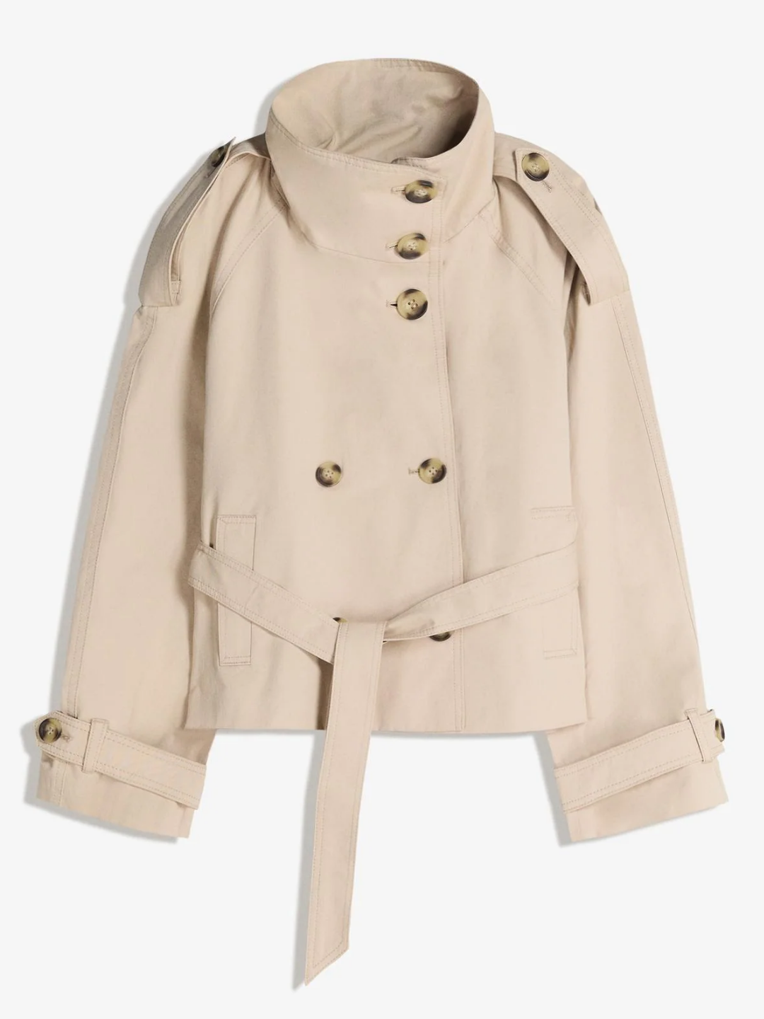 Funnel Neck Trench Coat Creamy product view 1