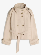 Funnel Neck Trench Coat Creamy product view 1