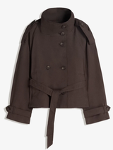 Funnel Neck Trench Coat Creamy Coffe product view 1