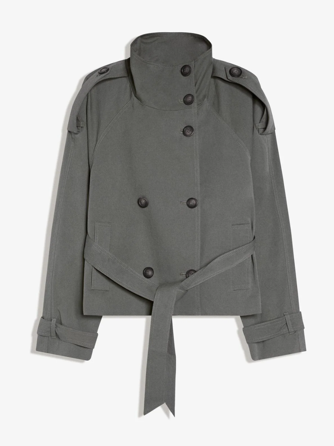 Funnel Neck Trench Coat Dark Grey product view 1