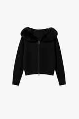 Vella - Stickjacke mit Kunstfellkragen