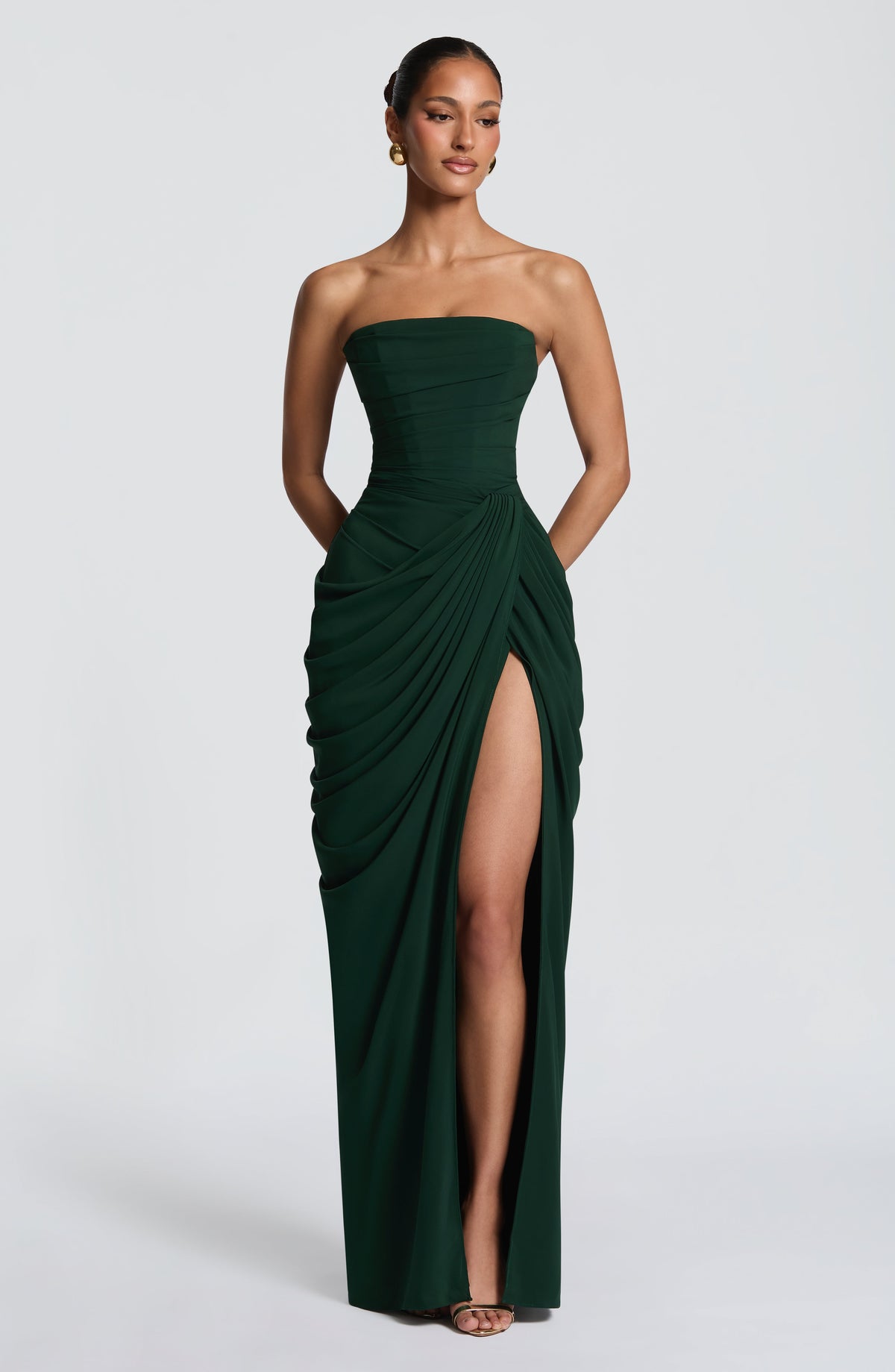 Cyra Maxi Dress - Emerald – front view