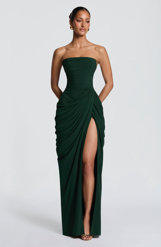 Cyra Maxi Dress - Emerald – front view