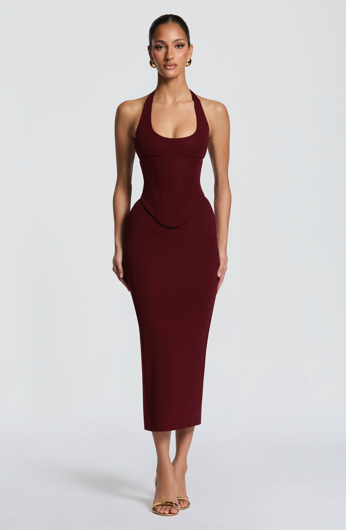 Roberta Midi Dress - Cherry Lacquer – front view