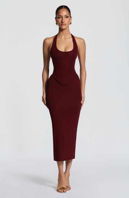 Roberta Midi Dress - Cherry Lacquer – front view
