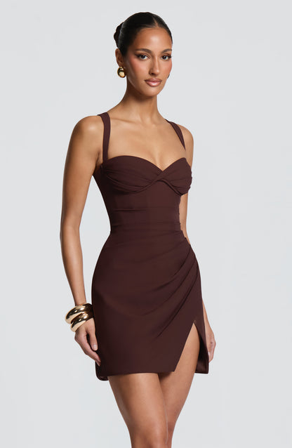 Everette Mini Dress - Plum Brown – image 3