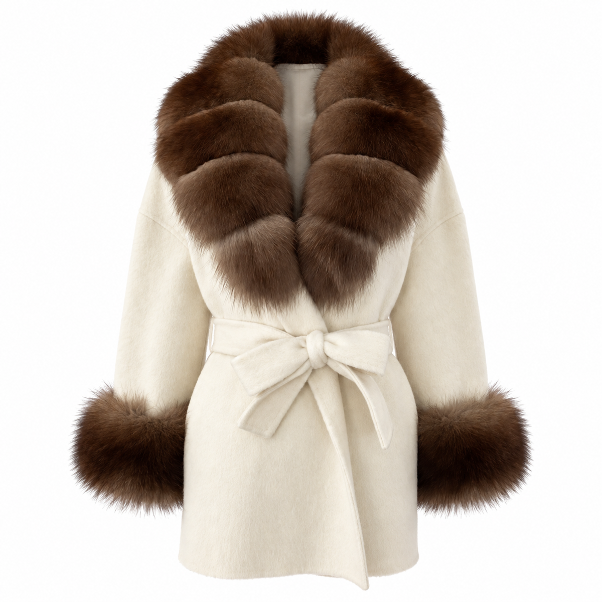 LIVMAÉ Privé — Mochaine Fur Trim Coat – Beige – product photo