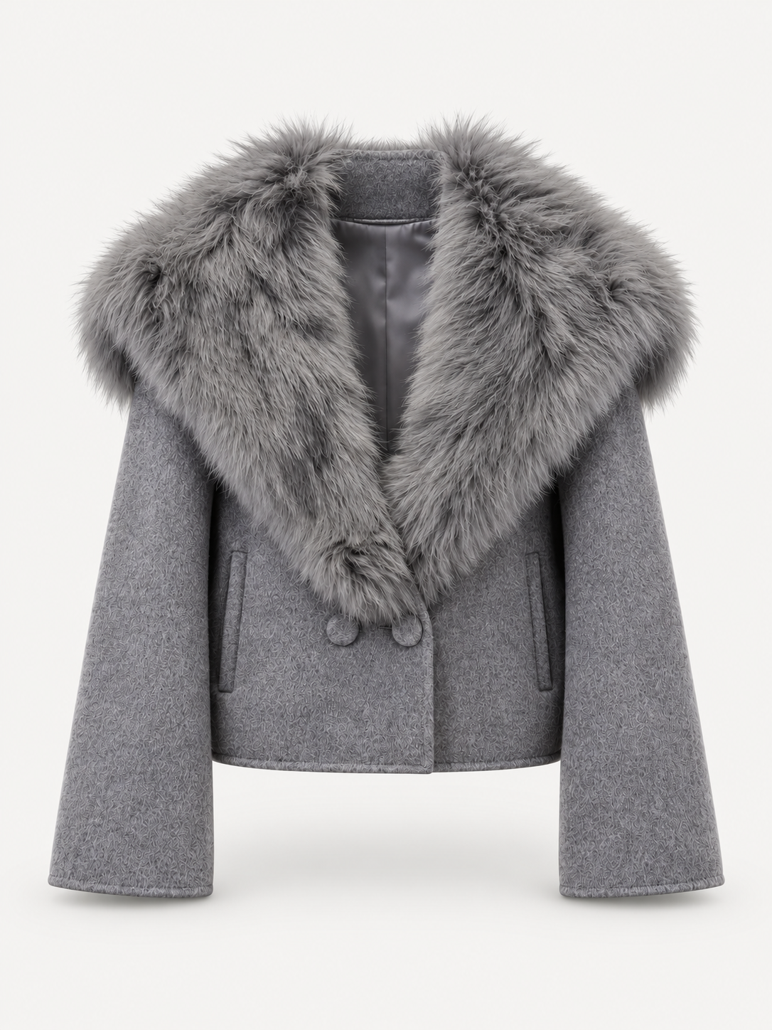 Alina Fur Collar Jacket – Charcoal – product photo