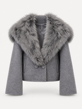 Alina Fur Collar Jacket – Charcoal – product photo