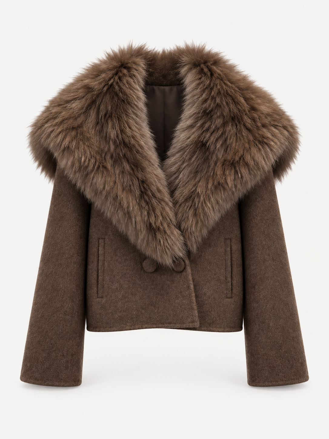 Alina Fur Collar Jacket – Brown – product photo