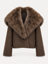 Alina Fur Collar Jacket – Brown – product photo