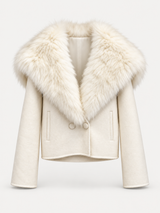 Alina Fur Collar Jacket – White – product photo
