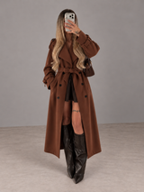 AMAYA Trench Coat – Brown – LIVMAE model photo