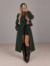 AMAYA Trench Coat – Green – LIVMAE model photo