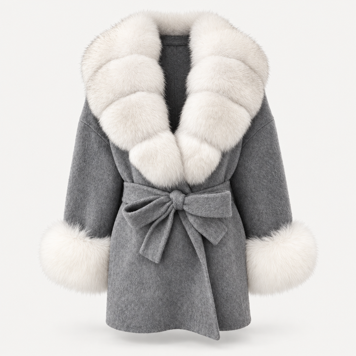 LIVMAÉ Privé — Aurelia Fur Trim Coat – Grau – Produktbild