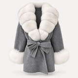 LIVMAÉ Privé — Aurelia Fur Trim Coat – Grau – Produktbild