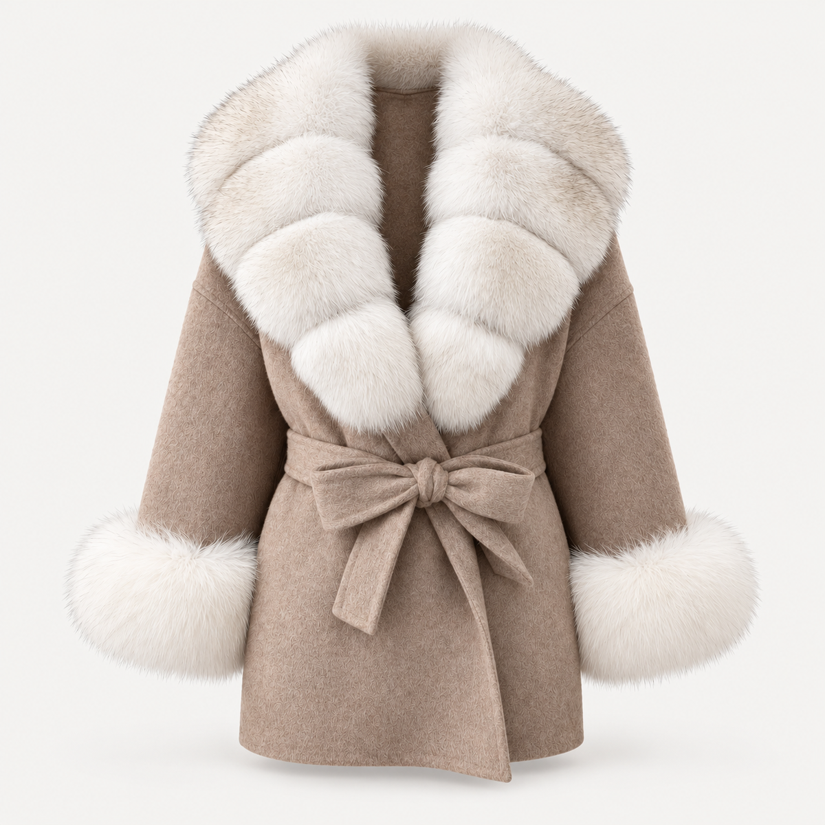 LIVMAÉ Privé — Aurelia Fur Trim Coat – Kaffee – Produktbild