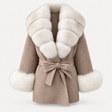 LIVMAÉ Privé — Aurelia Fur Trim Coat – Kaffee – Produktbild