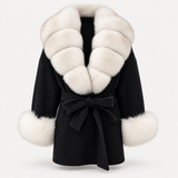 LIVMAÉ Privé — Aurelia Fur Trim Coat – Schwarz – Produktbild