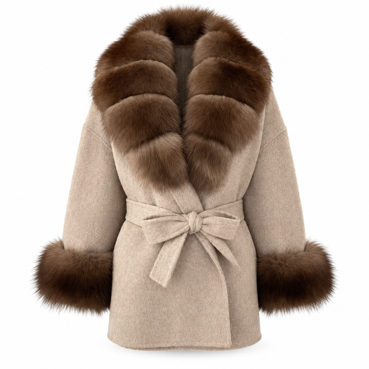 LIVMAÉ Privé — Mochaine Fur Trim Coat – Coffee – product photo