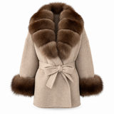 LIVMAÉ Privé — Mochaine Fur Trim Coat – Coffee – product photo