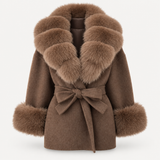 LIVMAÉ Privé — Bordeauxa Fur Trim Coat – Braun – Produktbild