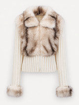 Faux Fur Cardigan – Beige – product view front