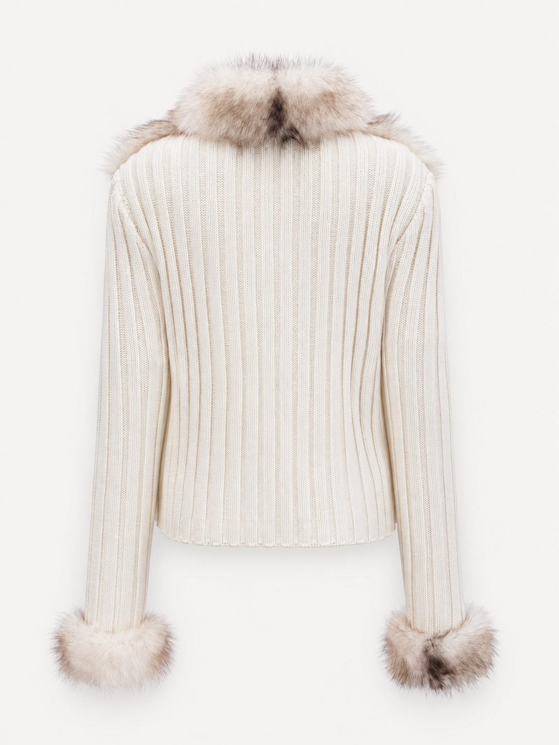 Faux Fur Cardigan – Beige – product view back
