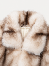 Faux Fur Cardigan – Beige – faux fur collar detail