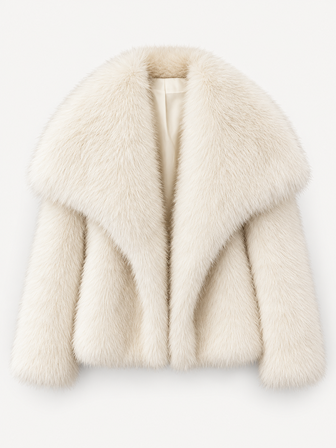 Chelsea Cropped Faux Fur Jacket – Beige – product photo
