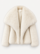 Chelsea Cropped Faux Fur Jacket – Beige – product photo