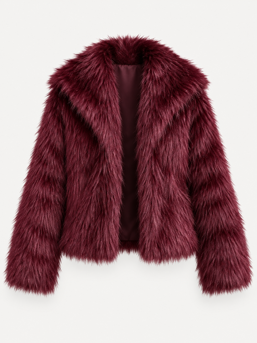 Chelsea Cropped Faux Fur Jacket – Burgundy – product photo