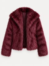 Chelsea Cropped Faux Fur Jacket – Burgundy – product photo