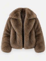 Chelsea Cropped Faux Fur Jacket – Brown – product photo
