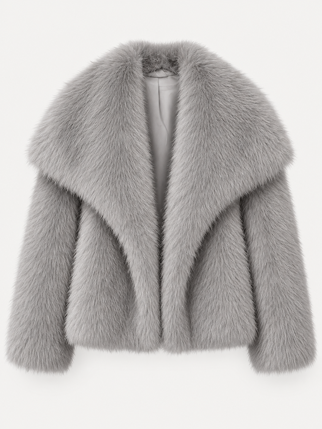 Chelsea Cropped Faux Fur Jacket – Grey – product photo