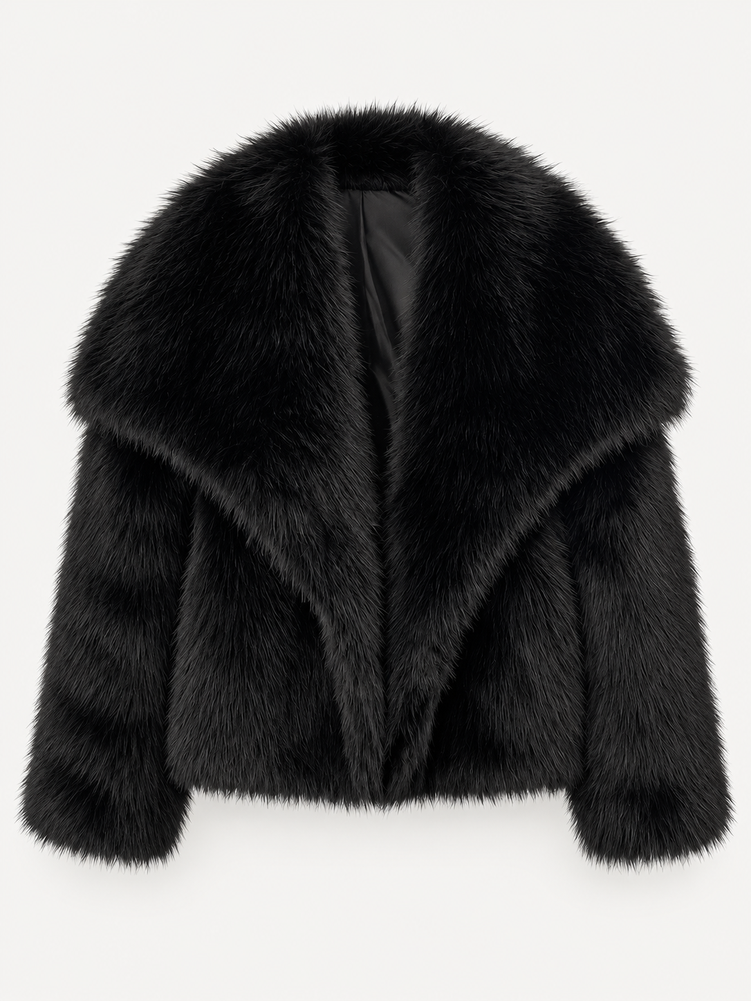 Chelsea Cropped Faux Fur Jacket – Black – product photo