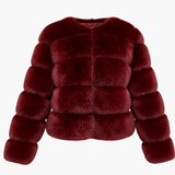 Nora Pelzmantel Bordeaux Produktbild