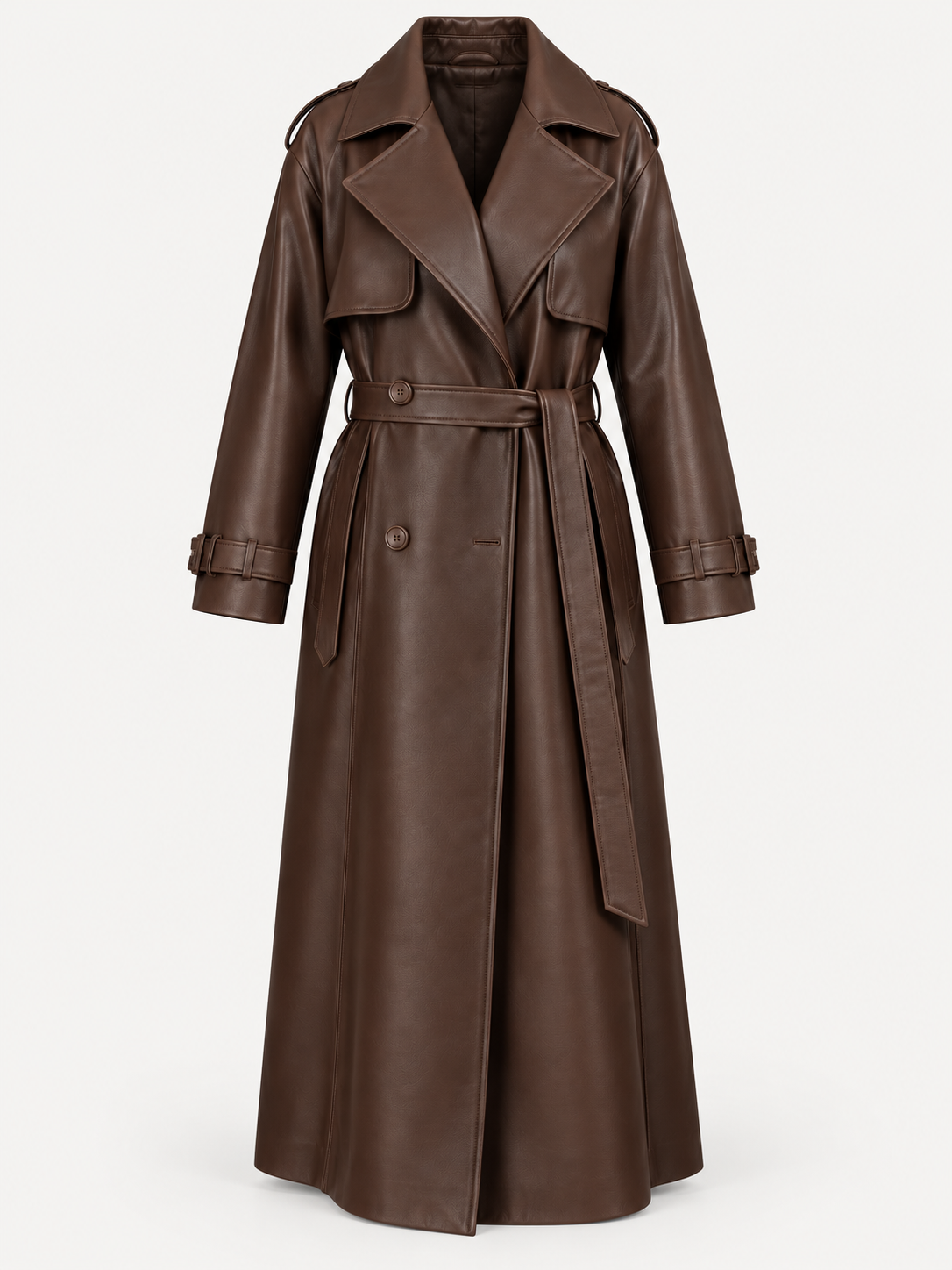 Élara Leather-Look Coat – Brown – product photo
